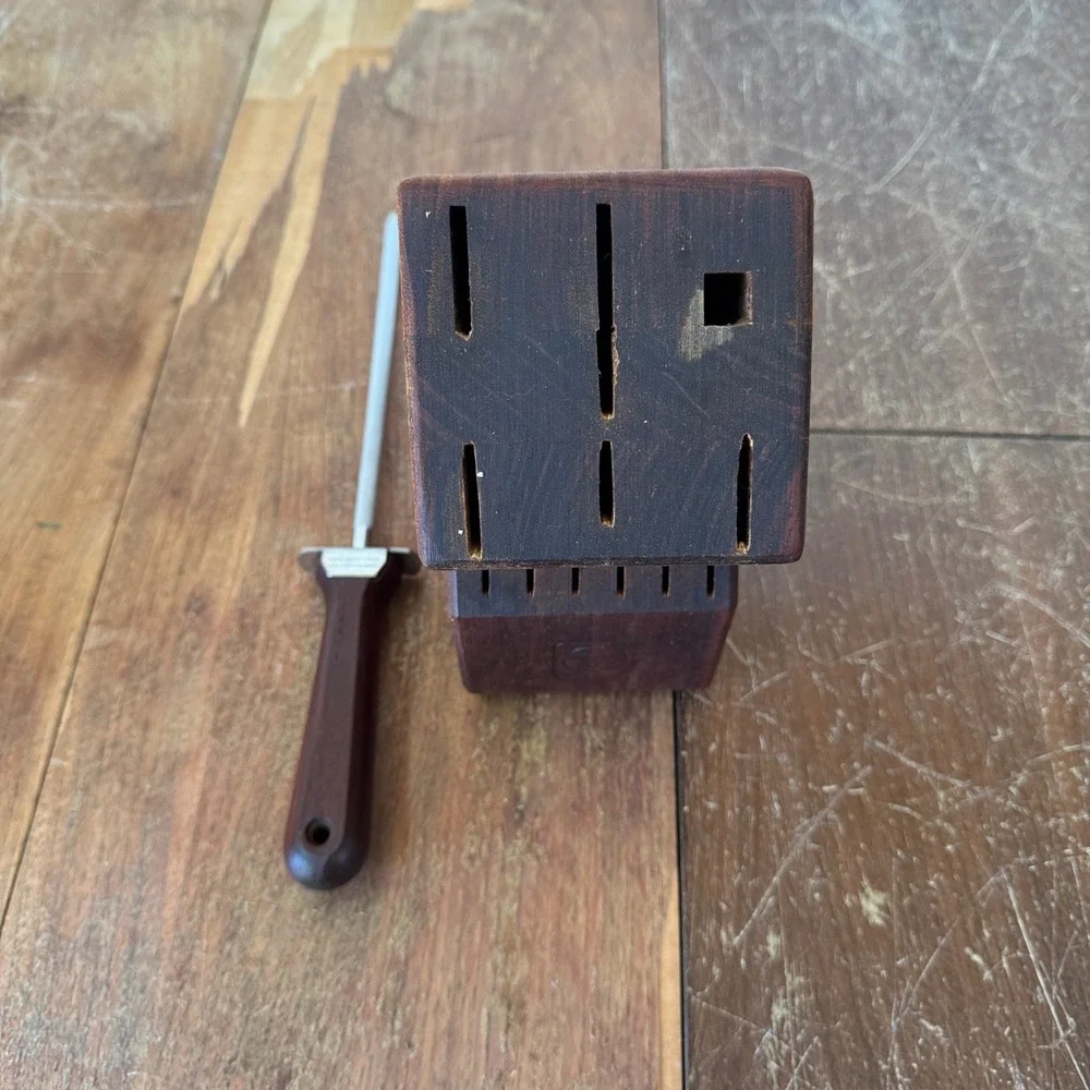 Tramontina Inox Stainless Steel Knife Block‎ Honing Steel Wood Handle